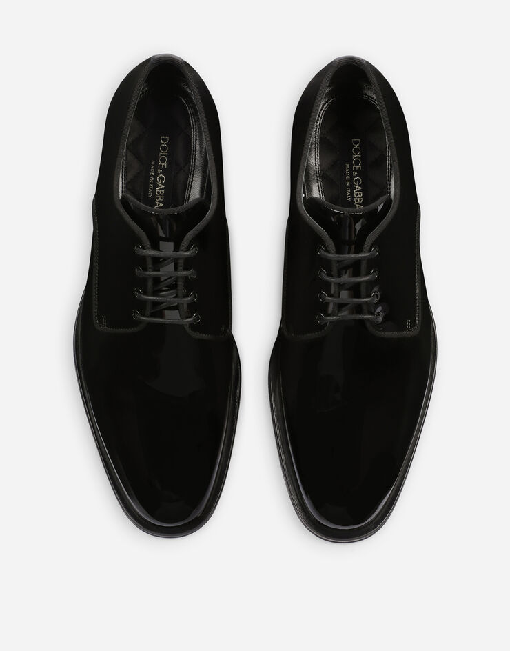 Dolce & Gabbana حذاء ديربي من جلد حاصل على براءة اختراع لامع أسود A10597AX651