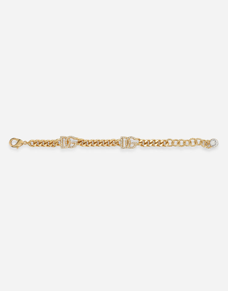 Dolce & Gabbana Pulsera de cadena con logotipo DG en strass Dorado WBN6L1W1111