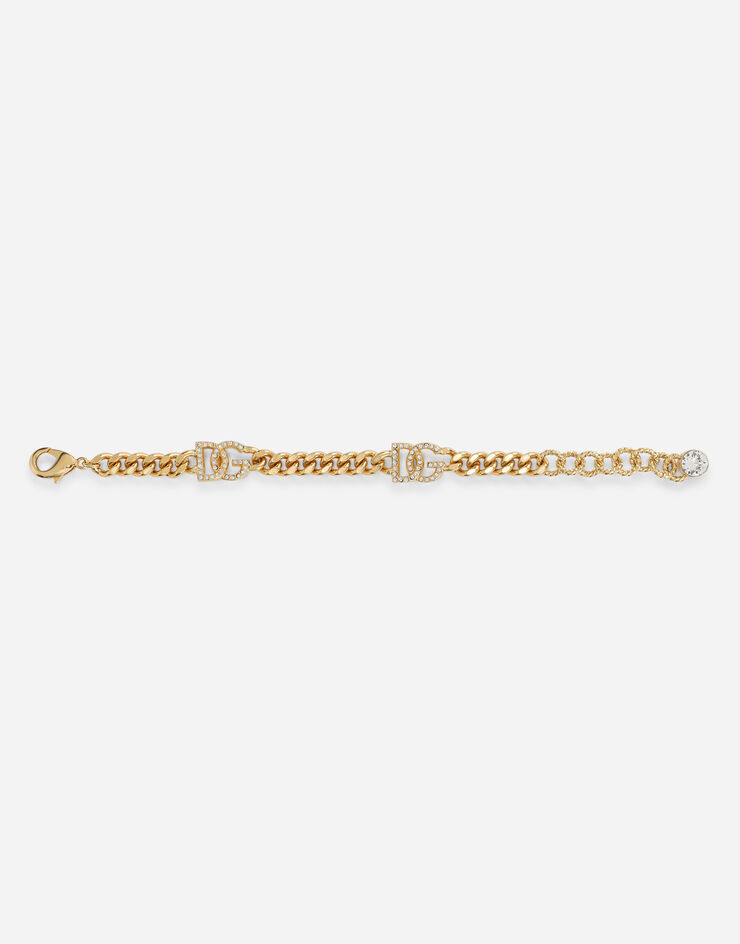 Dolce & Gabbana Link bracelet with rhinestone-detailed DG logo Gold WBN6L1W1111