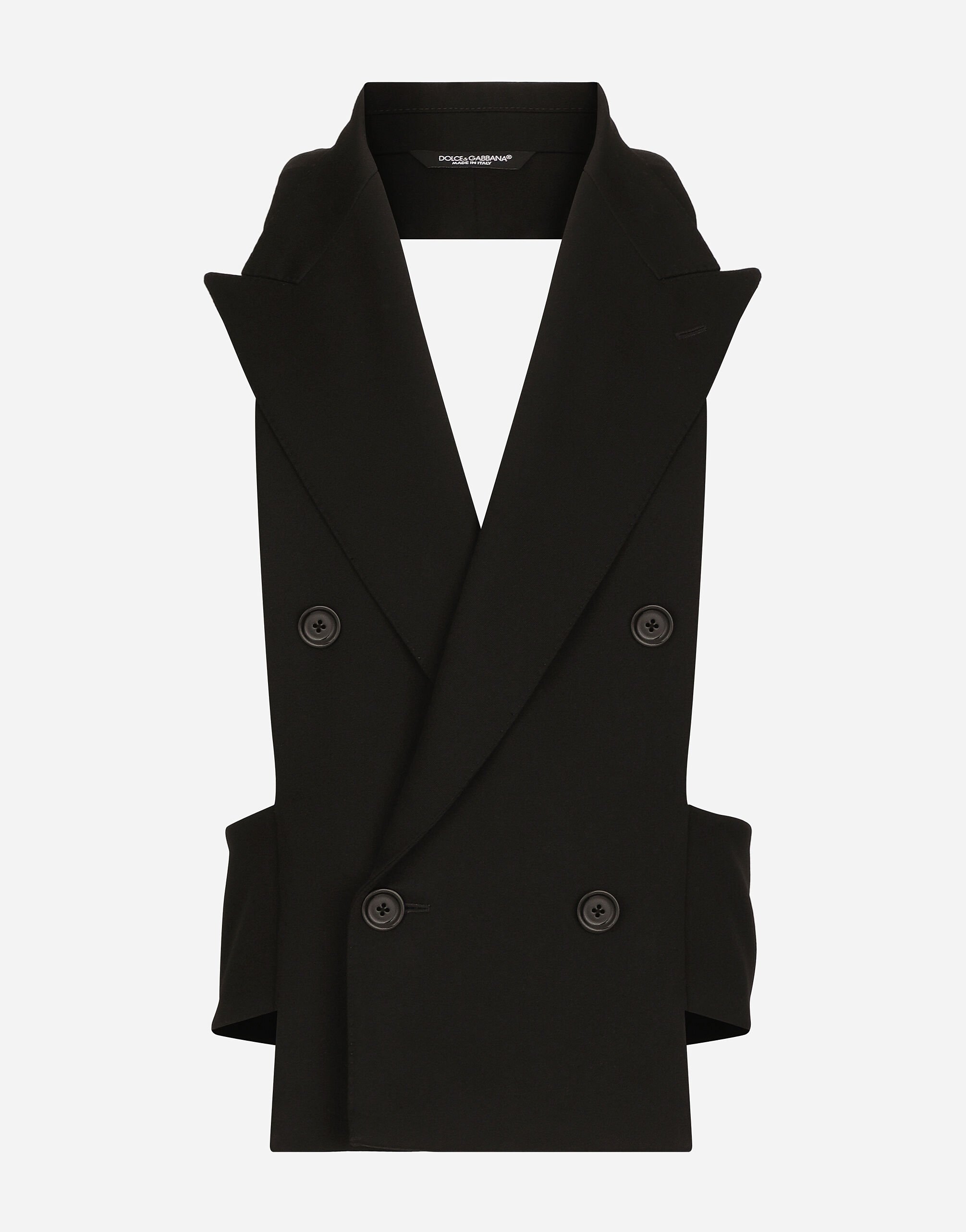 Dolce & Gabbana Double-breasted wool waistcoat with bare back Black VG446FVP187