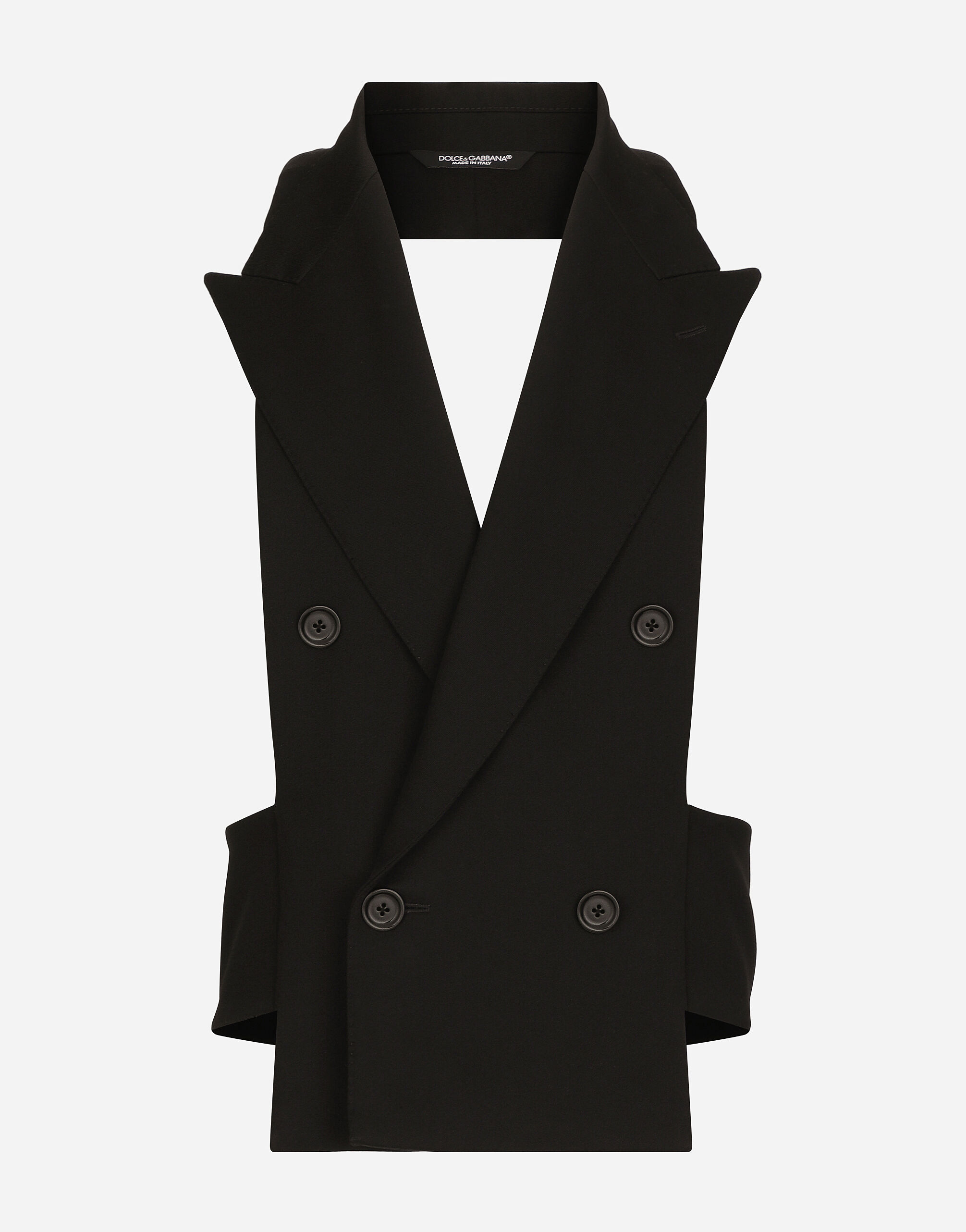 Dolce & Gabbana Double-breasted wool waistcoat with bare back White G2NW1TFU4DV