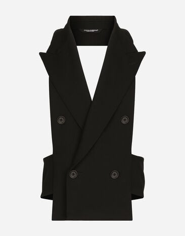 Dolce & Gabbana Double-breasted wool waistcoat with bare back Black GKAHMTFUTBT