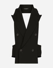 Dolce & Gabbana Double-breasted wool waistcoat with bare back Black G8PN9TG7K1V