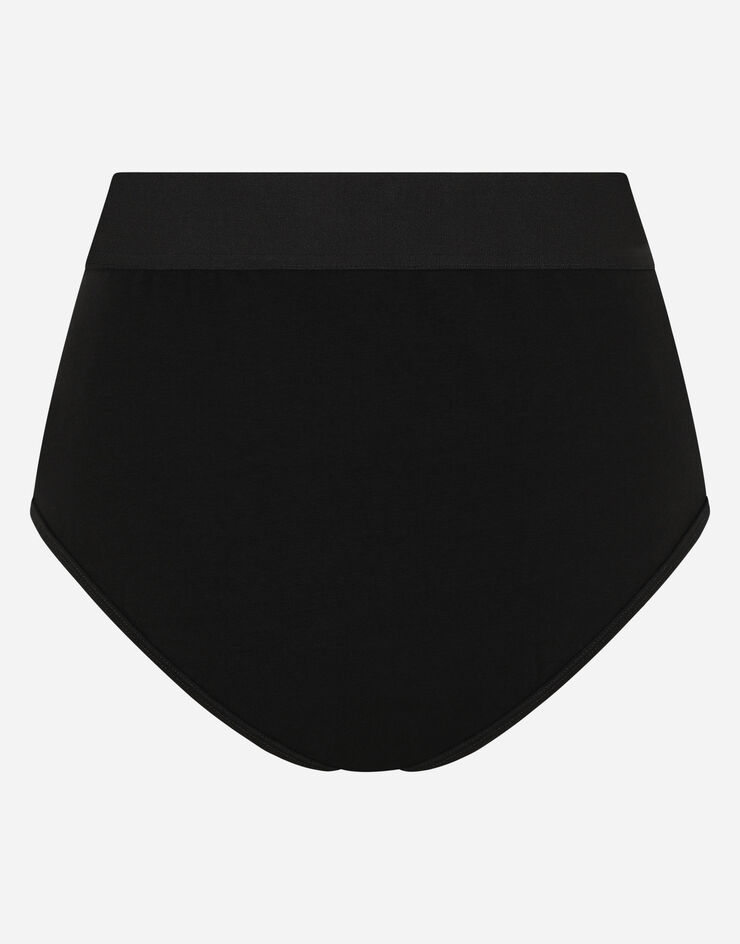 High-waisted briefs with branded elastic in Black for