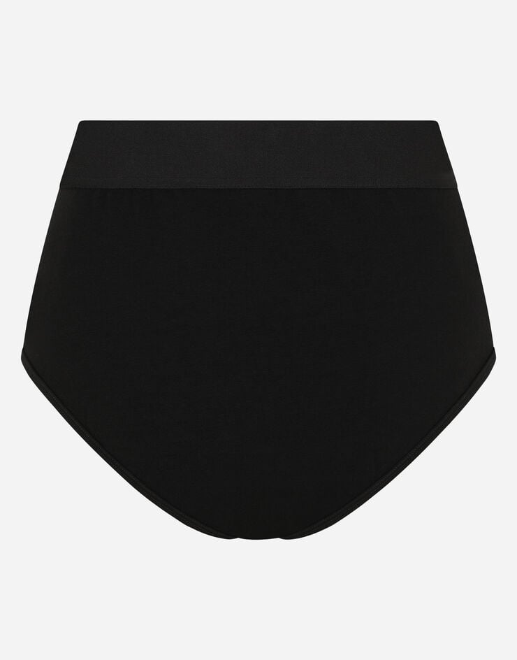 High-waisted briefs with branded elastic in Black for