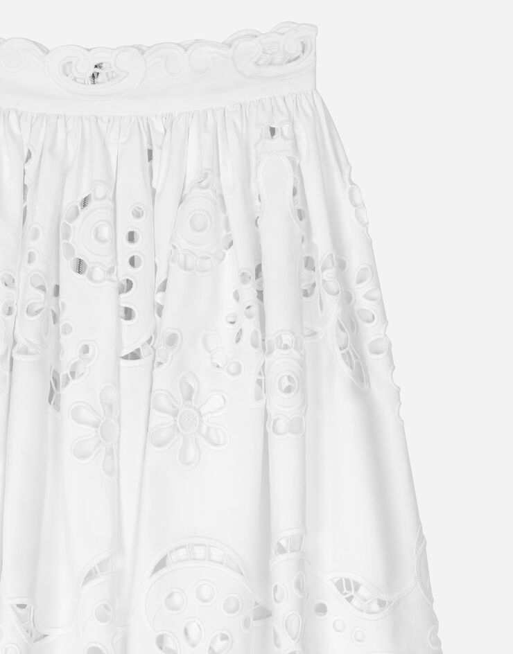 Dolce & Gabbana تنورة ميدي دائرية قطنية بتفاصيل قصة أبيض F4CV5ZGDCJV