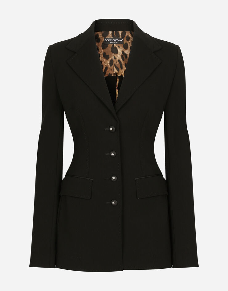 Dolce & Gabbana Single-breasted Turlington jacket in jersey Milano rib Black F27ABTFUGN7