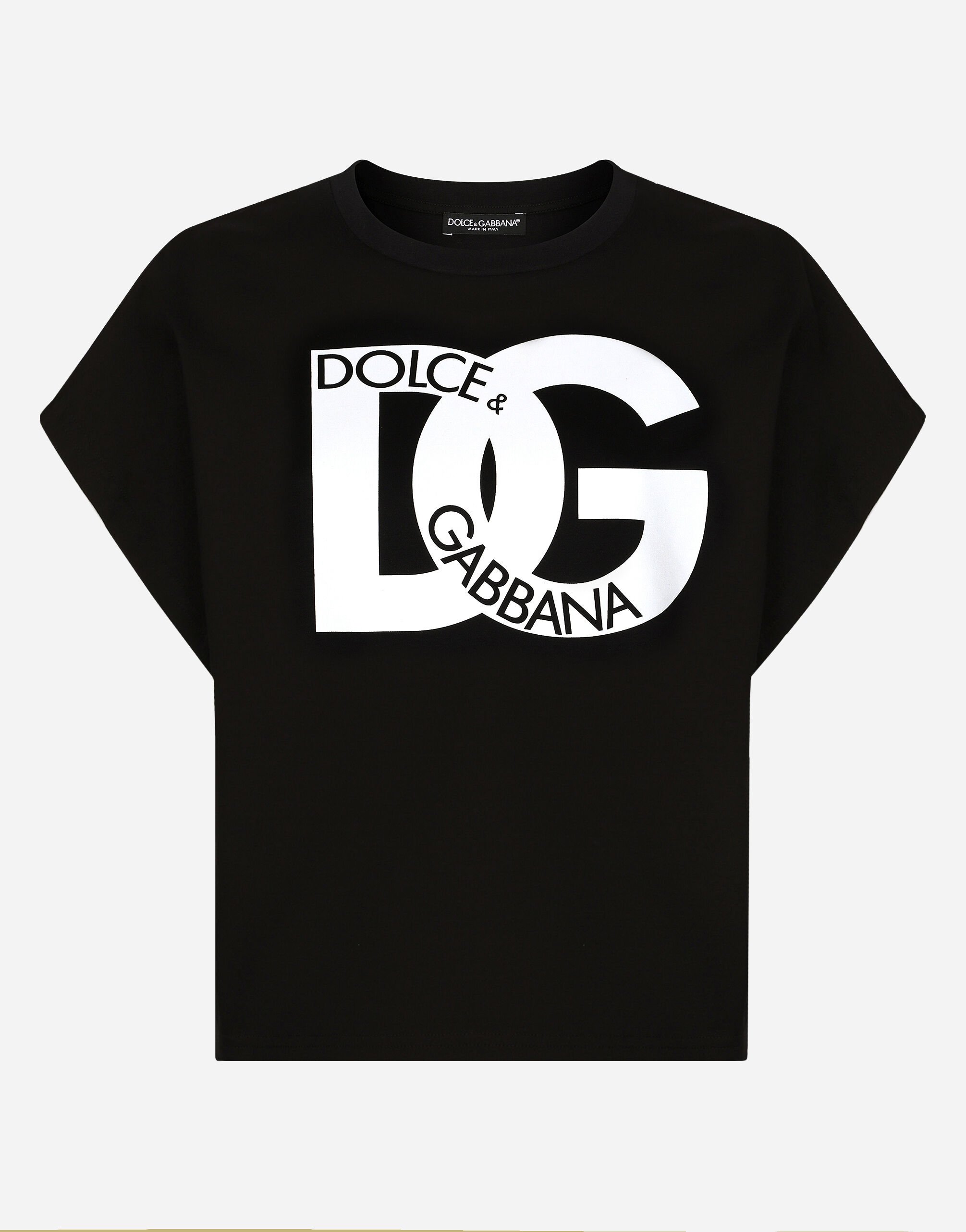 Dolce&Gabbana Jersey T-shirt with DG print Beige F9N83TFUGRR