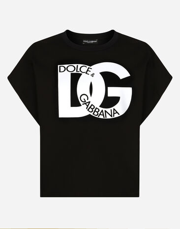 Dolce & Gabbana DG 프린트 저지 티셔츠 화이트 F8T00ZG7H1Z