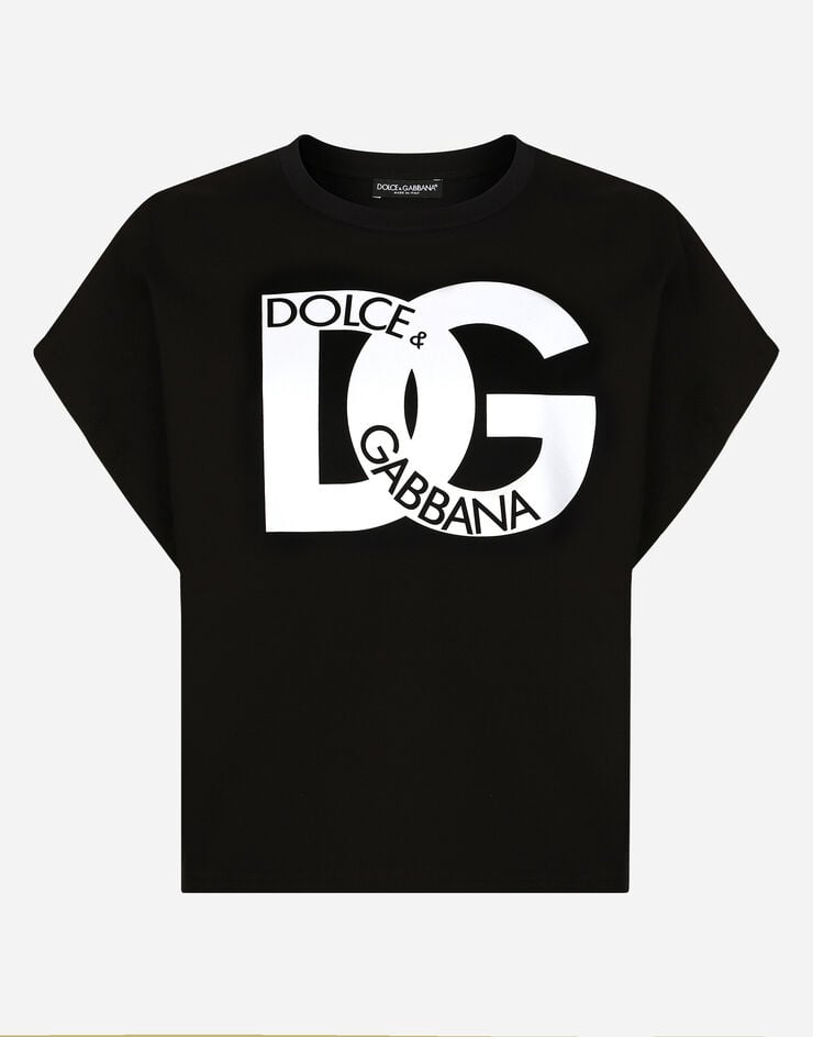 Dolce & Gabbana T-Shirt aus Jersey DG-Print Schwarz F8Q56ZG7G3E