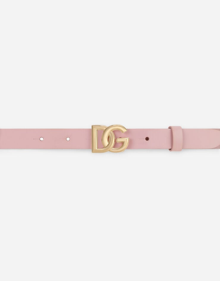Dolce & Gabbana DG 로고 페이턴트 가죽 벨트 핑크 EE0062A1471