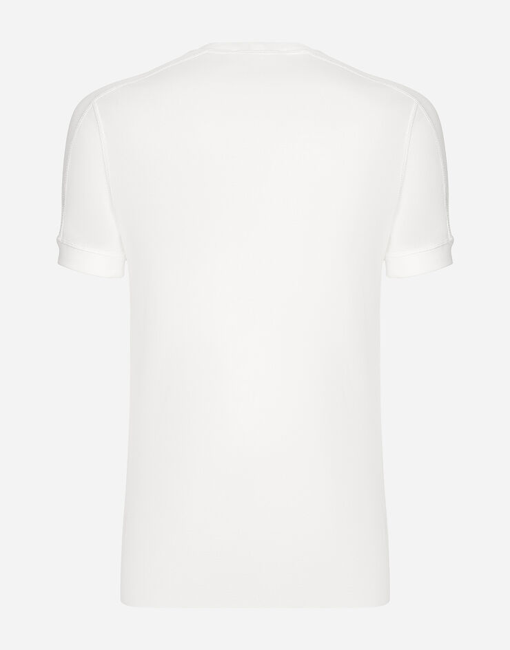 Fine-rib cotton granddad-neck T-shirt in White for | Dolce&Gabbana® US