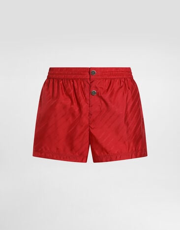 Dolce & Gabbana Short swim boxer shorts with logo jacquard Red M4F60TFJSDF