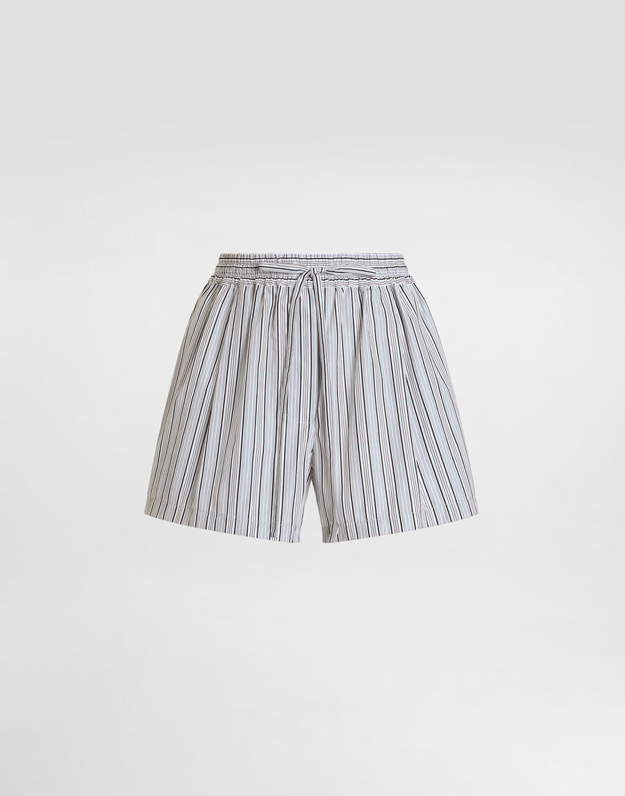 Striped poplin culottes shorts
