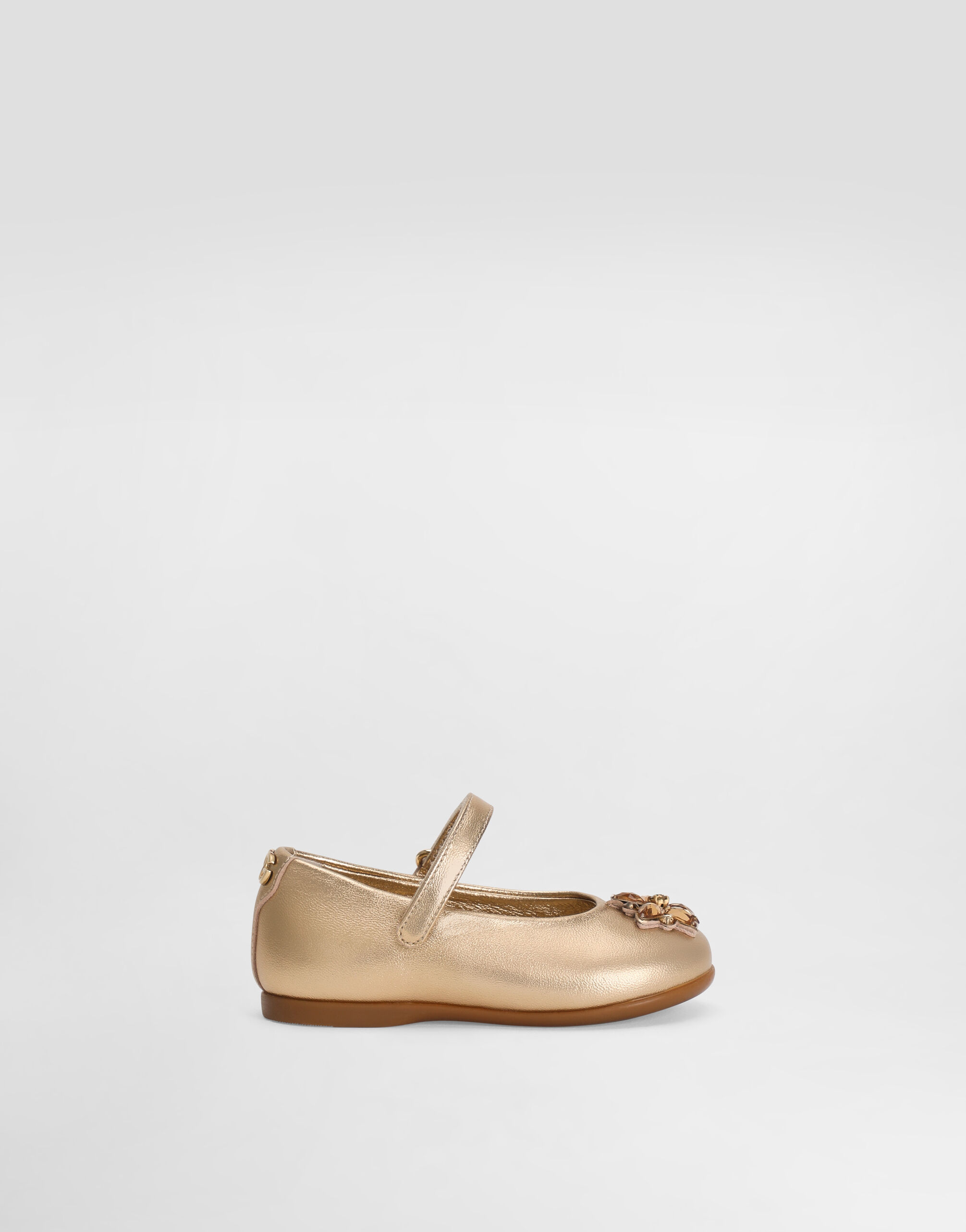 Goldのガールズ ブローチ ナッパ レザー バレエ フラット | Dolce&Gabbana®