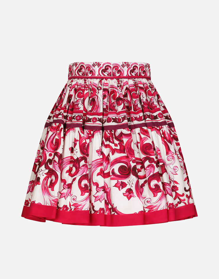 Dolce & Gabbana Короткая юбка из поплина с принтом майолики разноцветный F4CB1THH5DV