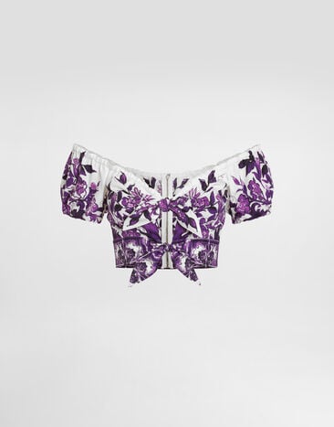 Dolce & Gabbana Majolica-print poplin top Multicolor F7AV0THH5EP