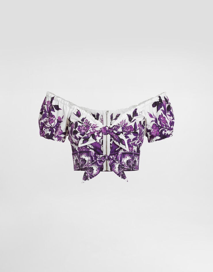 Dolce & Gabbana Majolica-print poplin top Multicolor F7AV0THH5EP