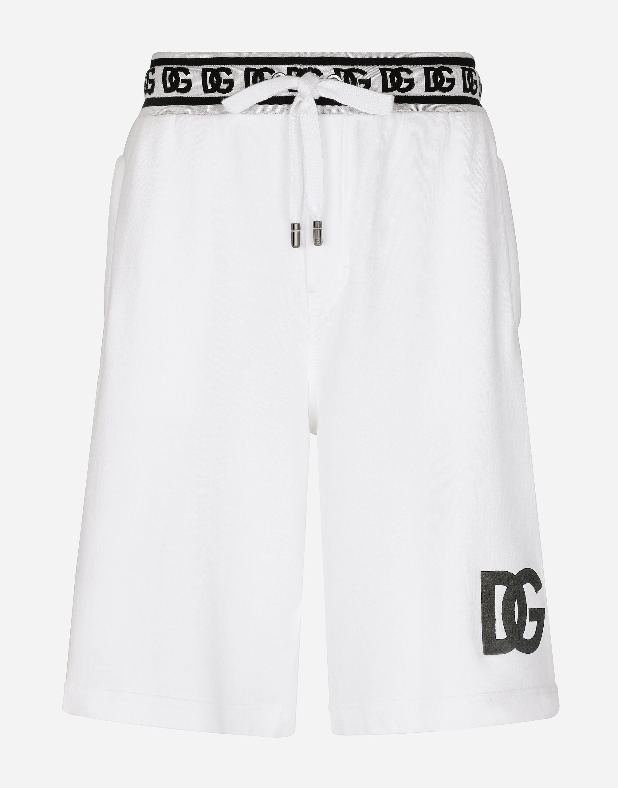 Dolce & Gabbana Jogging shorts with DG embroidery and DG Monogram Silver WBP1L4W1111