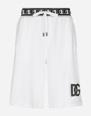 Dolce & Gabbana Jogging shorts with DG embroidery and DG Monogram White G9ZK9ZFU7DU