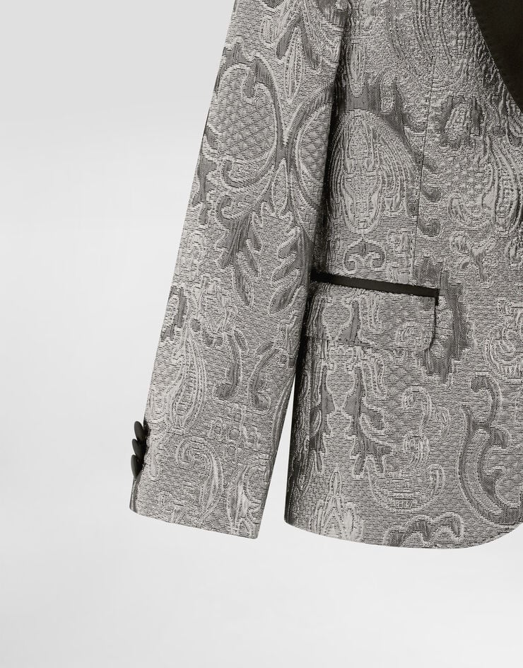 Dolce & Gabbana Chaqueta de botonadura sencilla de tejido jacquard de lamé Silver L41J90HJMQW