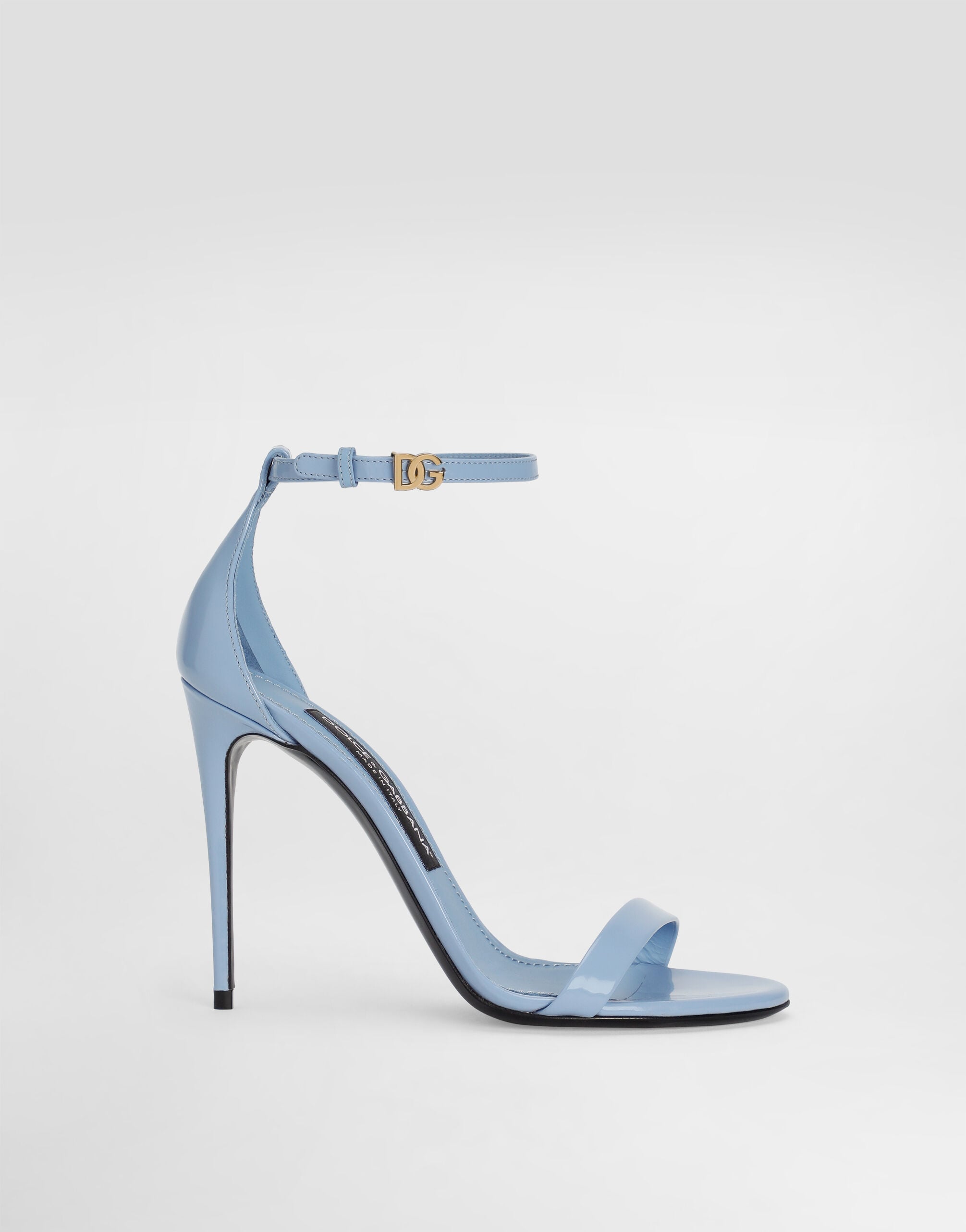Polished calfskin sandals in Light Blue for Women | Dolce&Gabbana® US