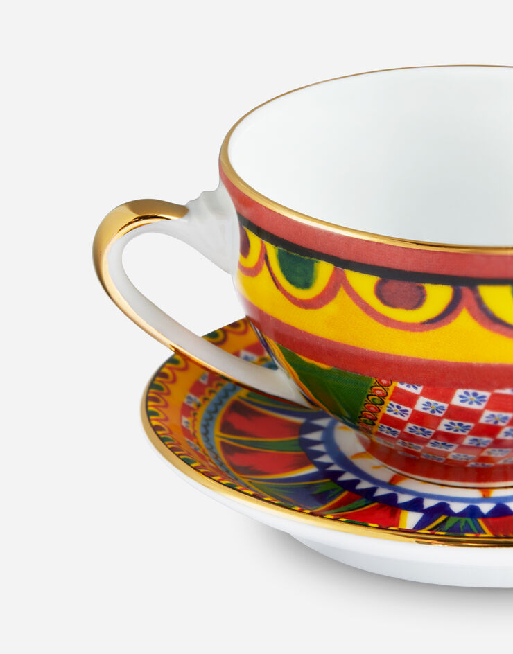 Dolce & Gabbana Taza de té con platillo de porcelana Multicolor TC0102TCA21