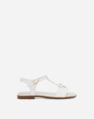 Dolce & Gabbana Patent leather sandals with metal DG logo White D11254AU494