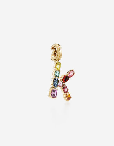 Dolce & Gabbana Alphabet K charm in 18-karat yellow gold and multicolored gemstones Gold WANR2GWMIXK