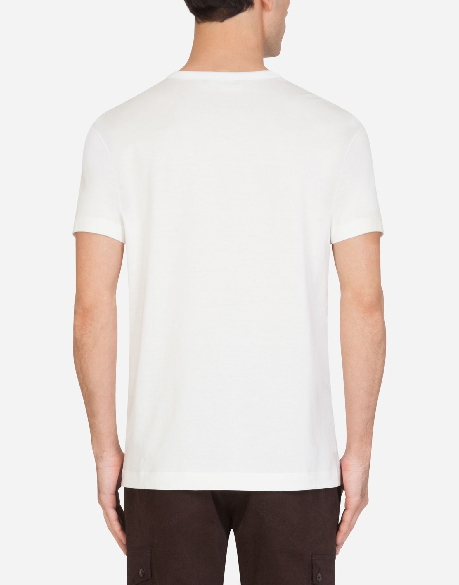 【Dolce & Gabbana】Dolce&Gabbanaプリント入り コットンTシャツ ブラックのメンズ コットン Tシャツ プリント＆エンブロイダリー