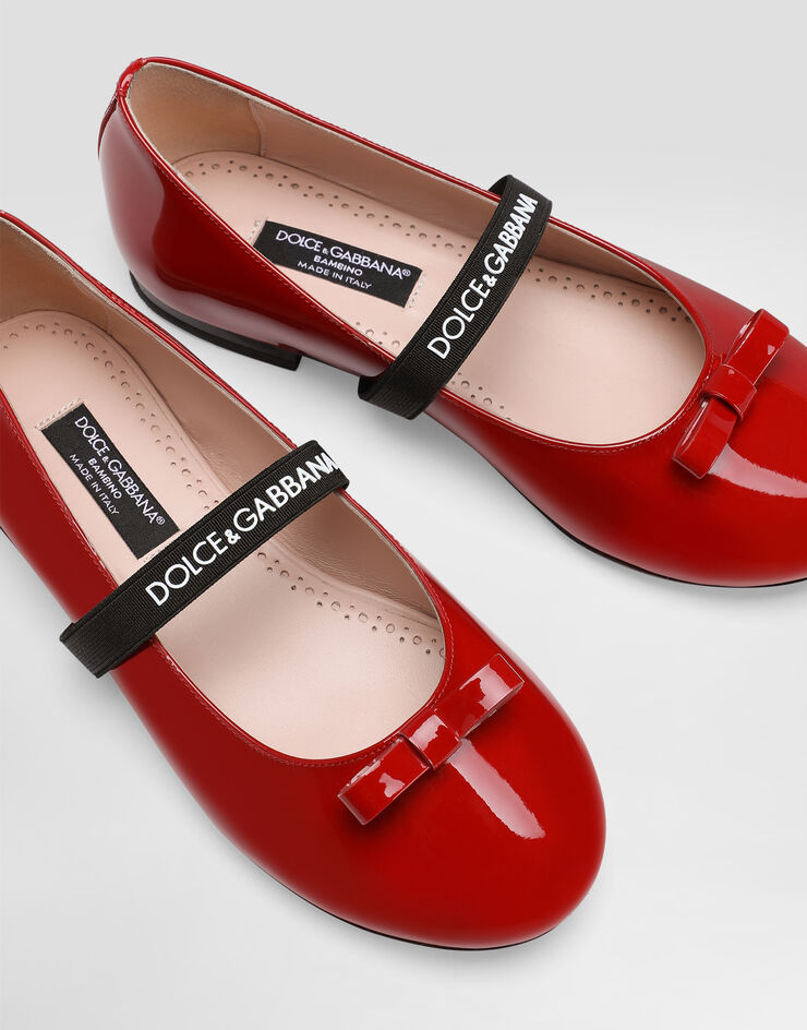 Dolce & Gabbana Patent leather ballet flats with elastic Red D11294A4831
