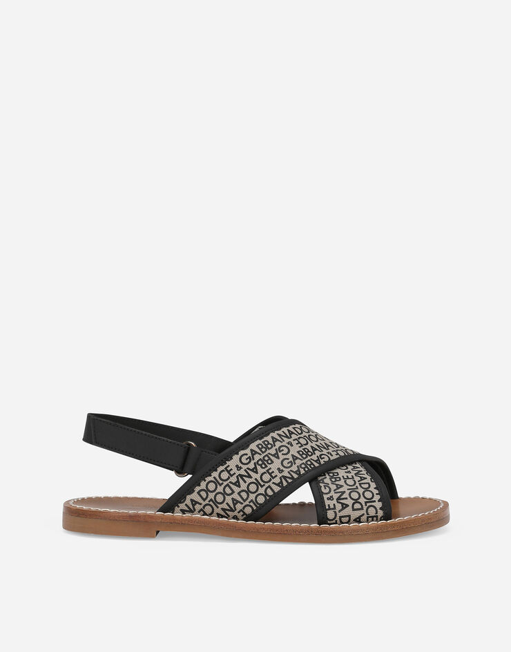 Dolce & Gabbana Sandale aus Canvas mit Dolce&Gabbana-Logoprint Beige DA5244A4352