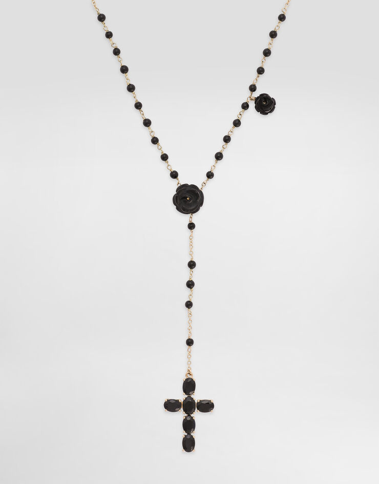 Dolce & Gabbana Yellow gold Devotion rosary necklace with black oval sapphires Gold WNDC2GW0001