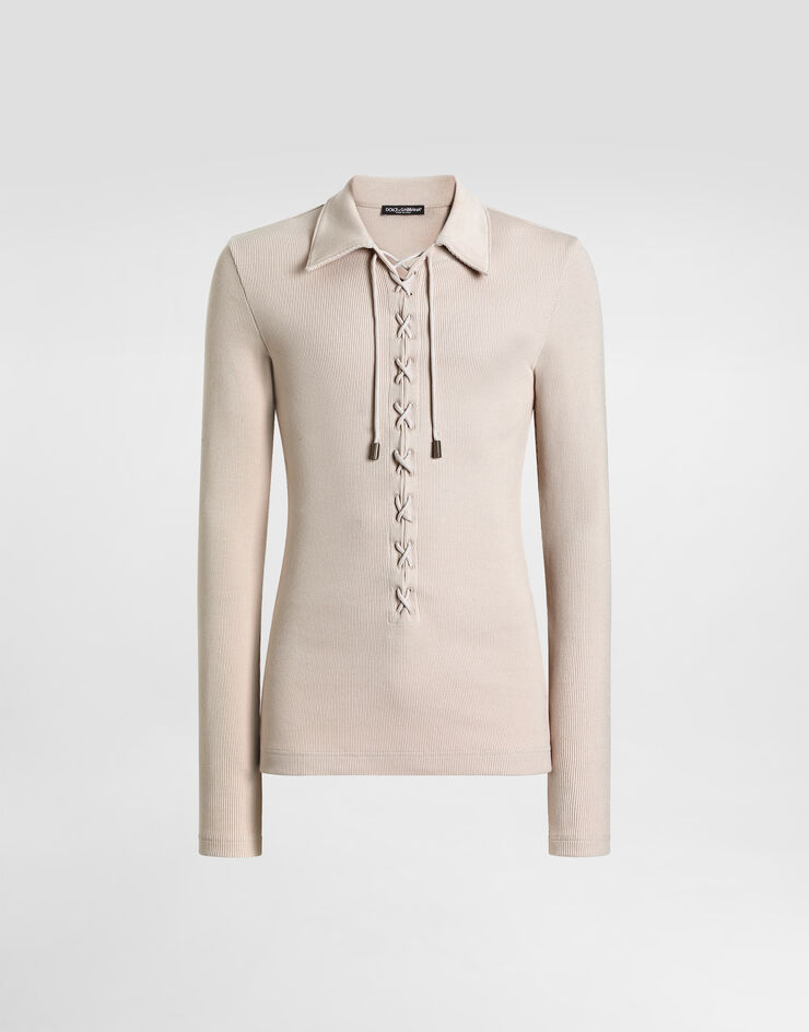 Dolce & Gabbana Cotton interlock polo t-shirt Beige G8SR3TFUGFJ