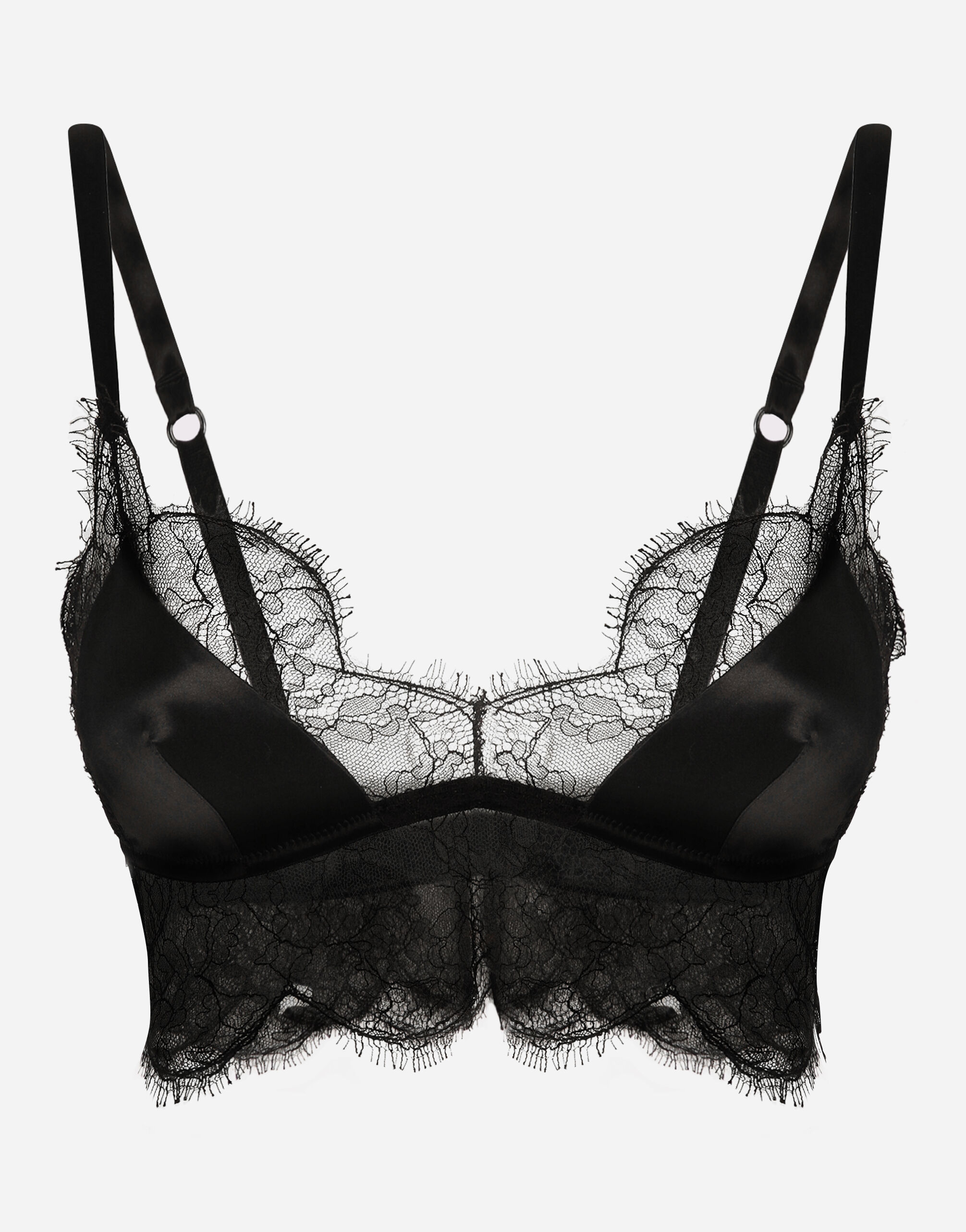 Dolce & Gabbana Soft-cup satin bralette with lace detailing Black O1G24TONQ79
