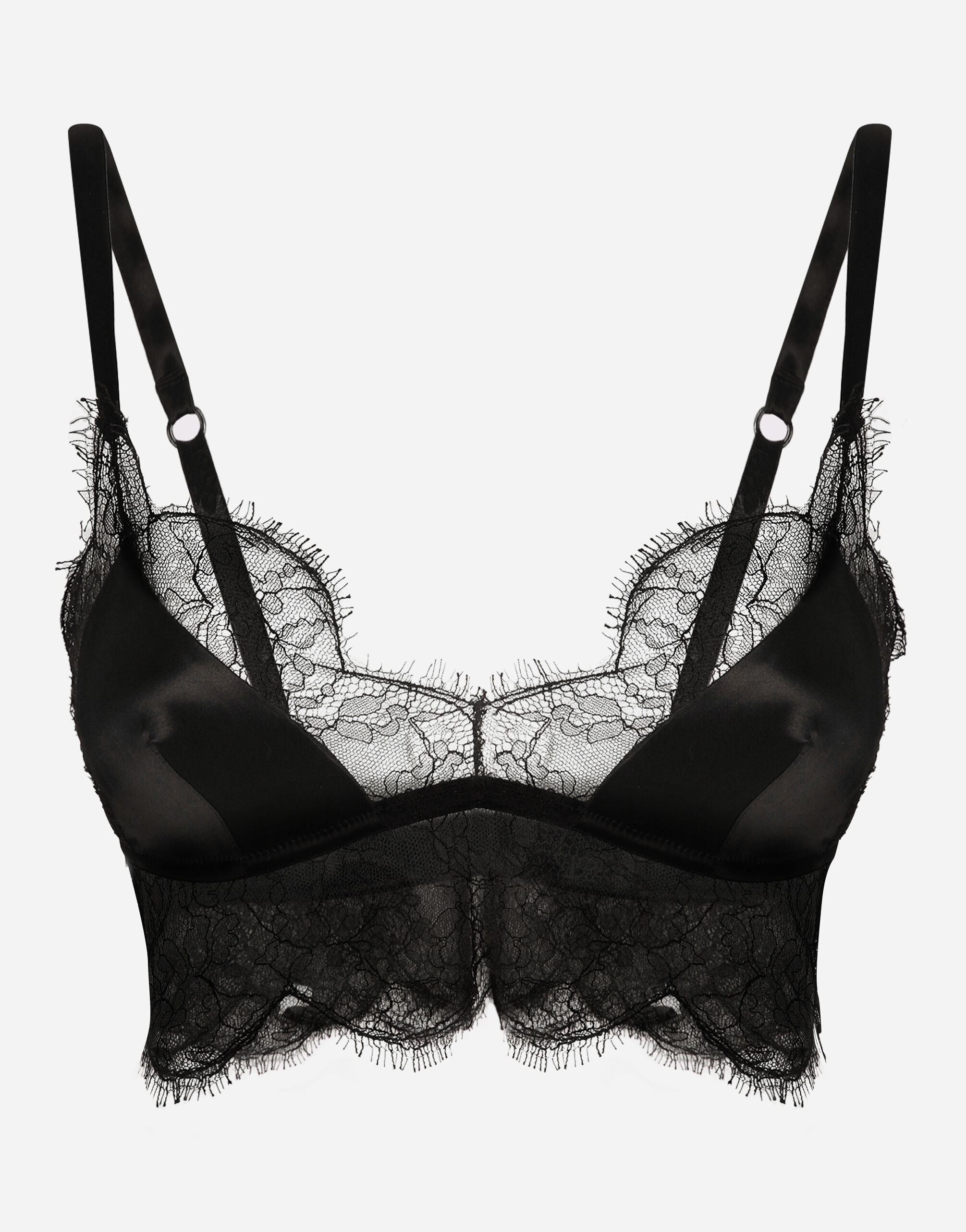 Dolce & Gabbana Bralette con copa blanda de raso con encaje Negro O1G24TONQ79