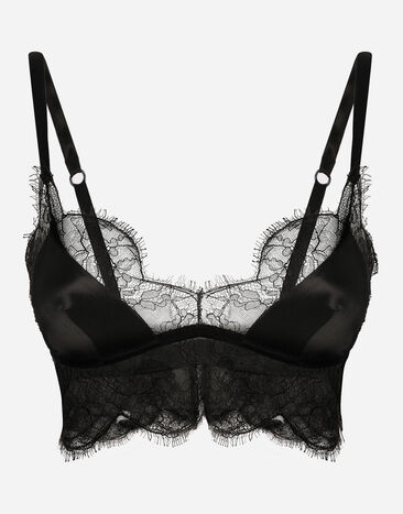 Dolce & Gabbana Soft-Cup-Bralette-BH aus Satin mit Spitze Black O1G24TONQ79