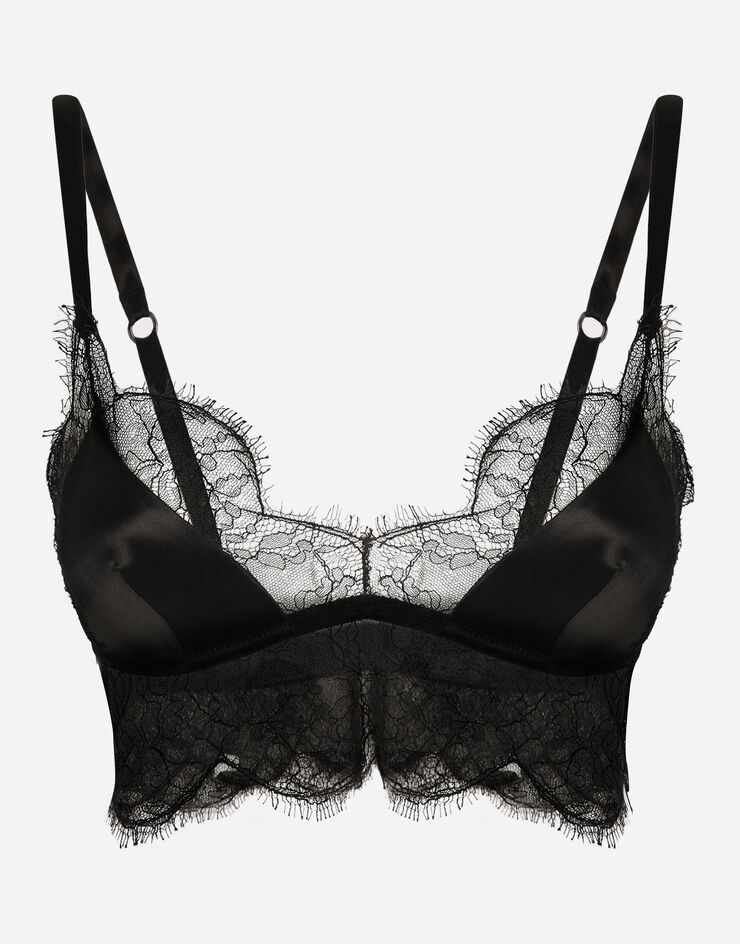 Dolce & Gabbana Soft-cup satin bralette with lace detailing Black O1C58TFUAD8
