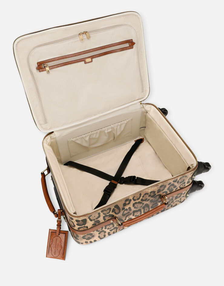 Dolce & Gabbana Medium trolley in leopard-print Crespo with branded plate Multicolor BB6202AW384