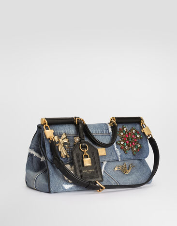 Dolce & Gabbana Medium My Sicily denim handbag with embroidery Multicolor BB7782BG682