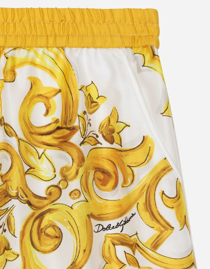 Dolce & Gabbana Twill shorts with yellow majolica print Print L52Q33G7EY5