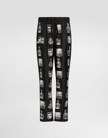 Dolce & Gabbana Silk pajama pants with whisky print Print GVCRATHI1V0