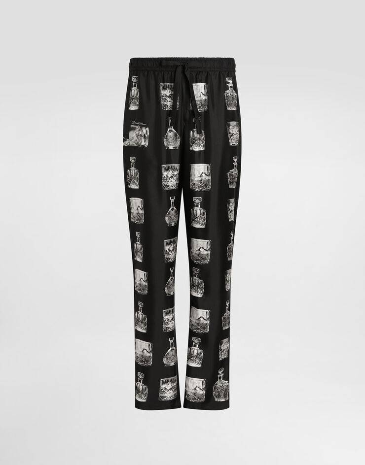 Dolce & Gabbana Silk pajama pants with whisky print Print GVCRATHI1V0
