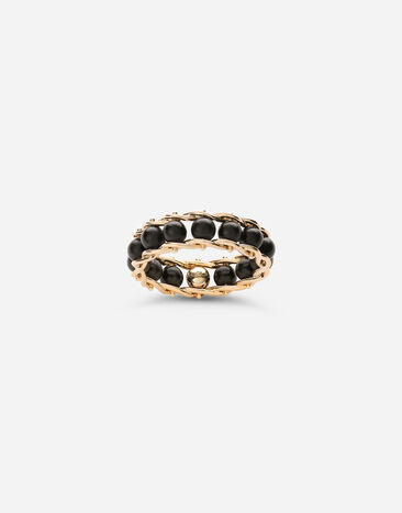 Dolce & Gabbana Tradition yellow gold rosary band ring with black jades Gold WALK5GWYE01