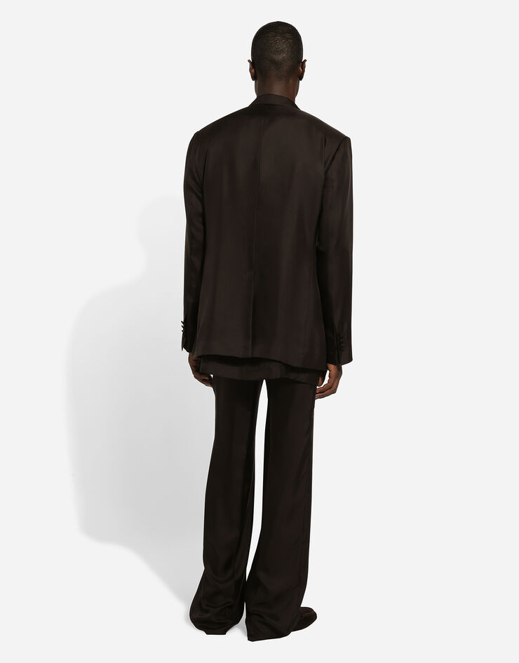 Dolce & Gabbana Tailored silk pants with darts Brown GYZLHTFU1S4