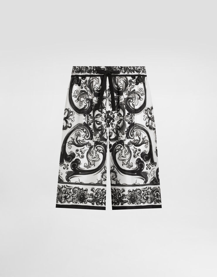 Dolce & Gabbana Hose aus Seidentwill mit Majolika-Print Mehrfarbig GV37ATHI1S6
