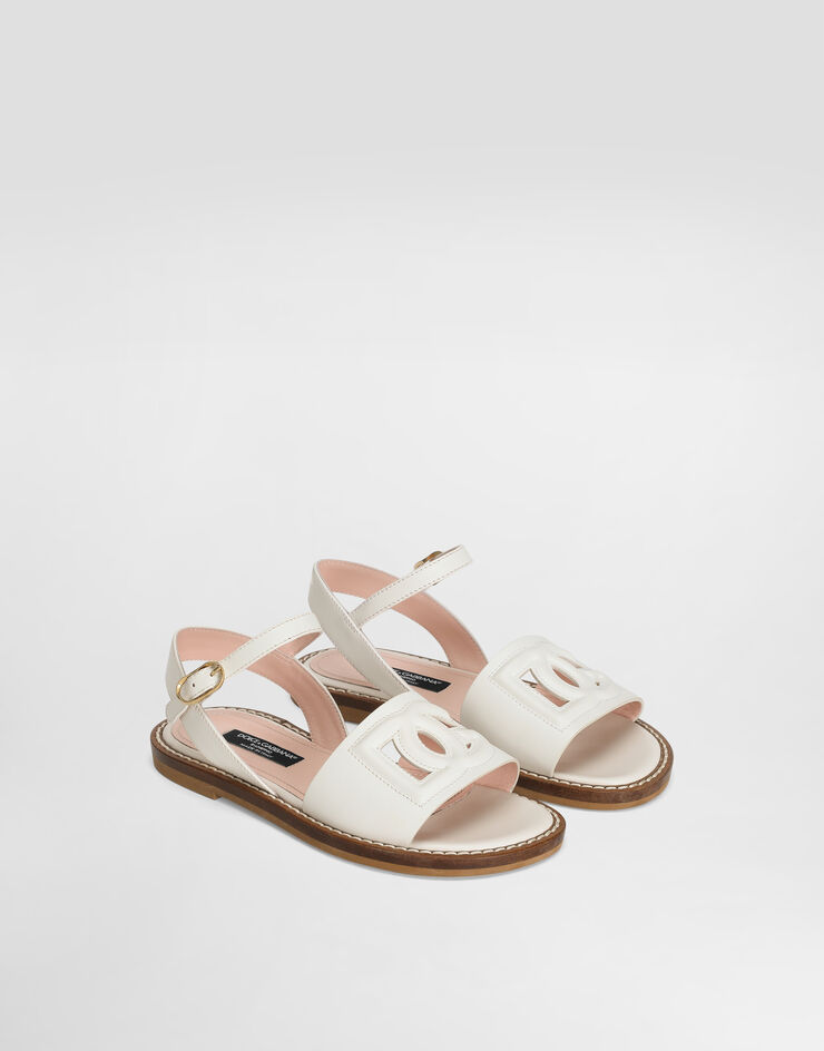 Dolce & Gabbana Sandalo in pelle di vitello con logo DG cut out Bianco D11308A1223