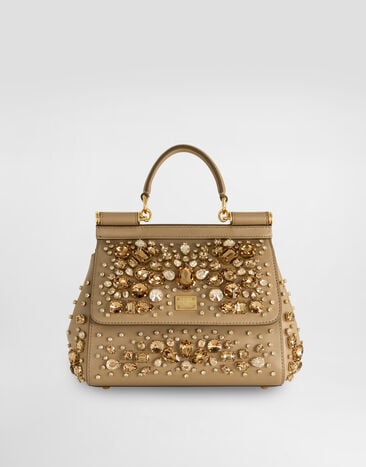 Dolce & Gabbana Sicily small nappa leather handbag with embroidered bezels Multicolor BB6003C7341