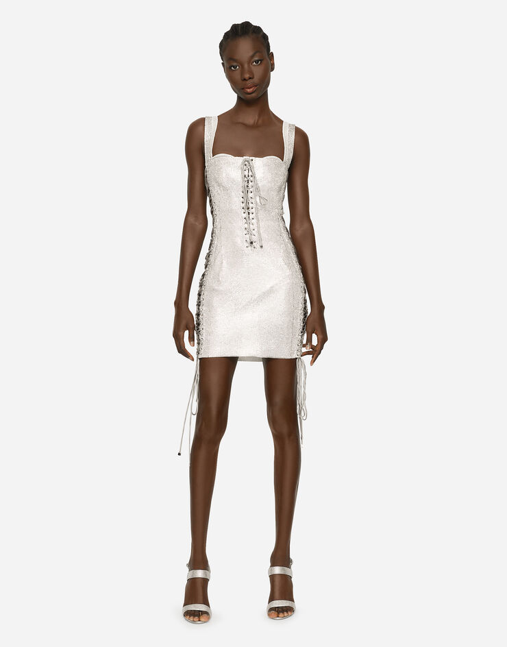 Dolce & Gabbana KIM DOLCE&GABBANA Crystal mesh minidress with laces and eyelets Multicolor F6CNMZGDBQZ
