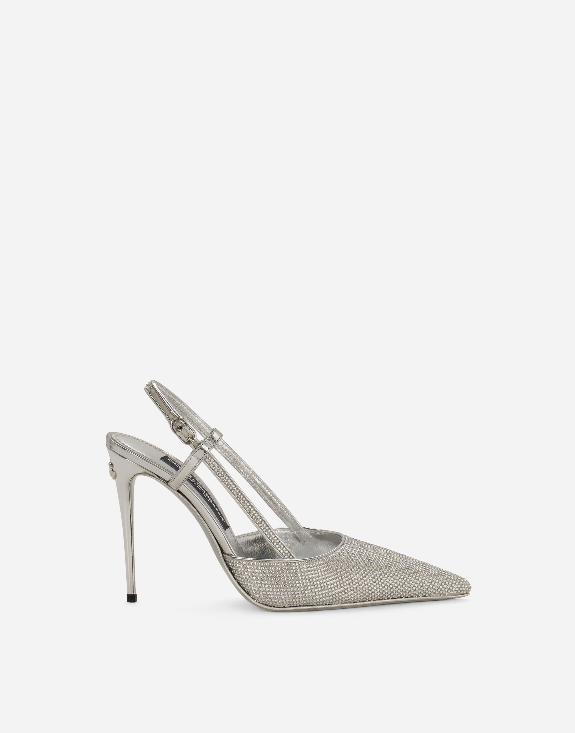 Dolce & Gabbana KIM DOLCE&GABBANA Satin slingbacks with fusible rhinestones Grey CR1550AN191